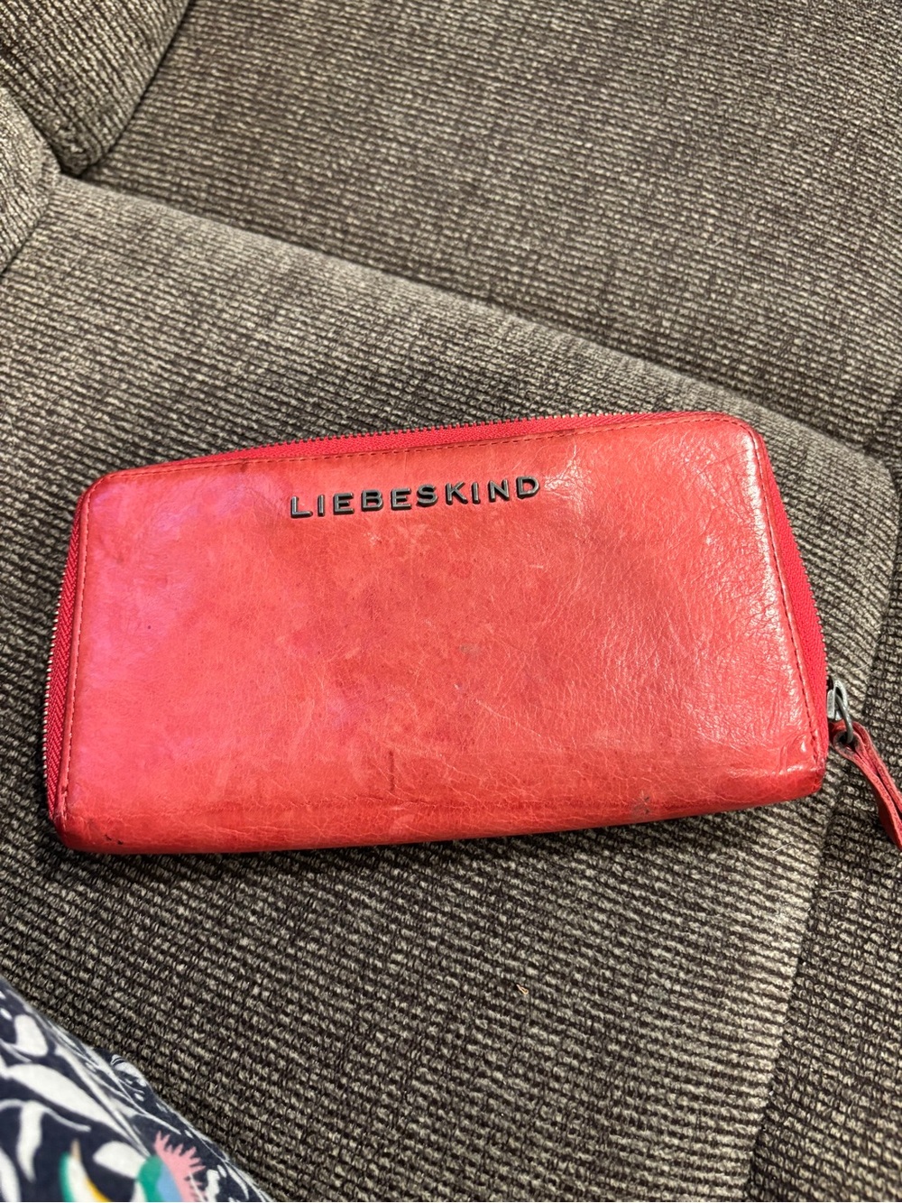 Liebeskind Red Leather Zip Wallet with Logo